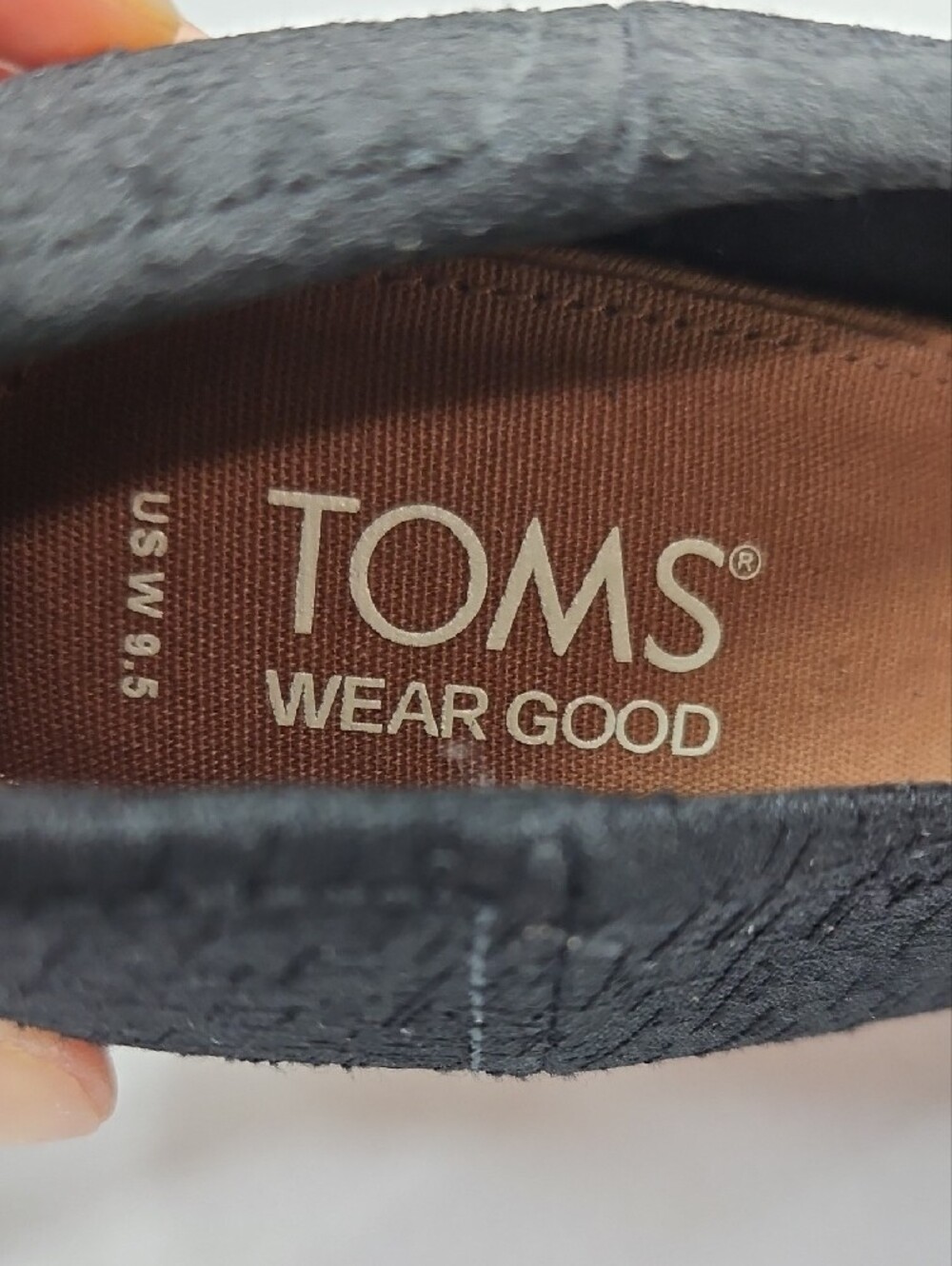 TOMS Black Cork Classic Wedge Peep-Toe Slip-On Sandal Size 9.5W - Picture 2 of 8